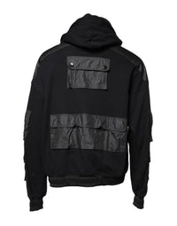 Dolce & Gabbana Black Cotton Hooded Sweatshirt Men's Sweater