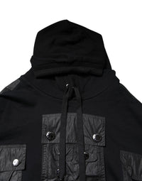 Dolce & Gabbana Black Cotton Hooded Sweatshirt Men's Sweater