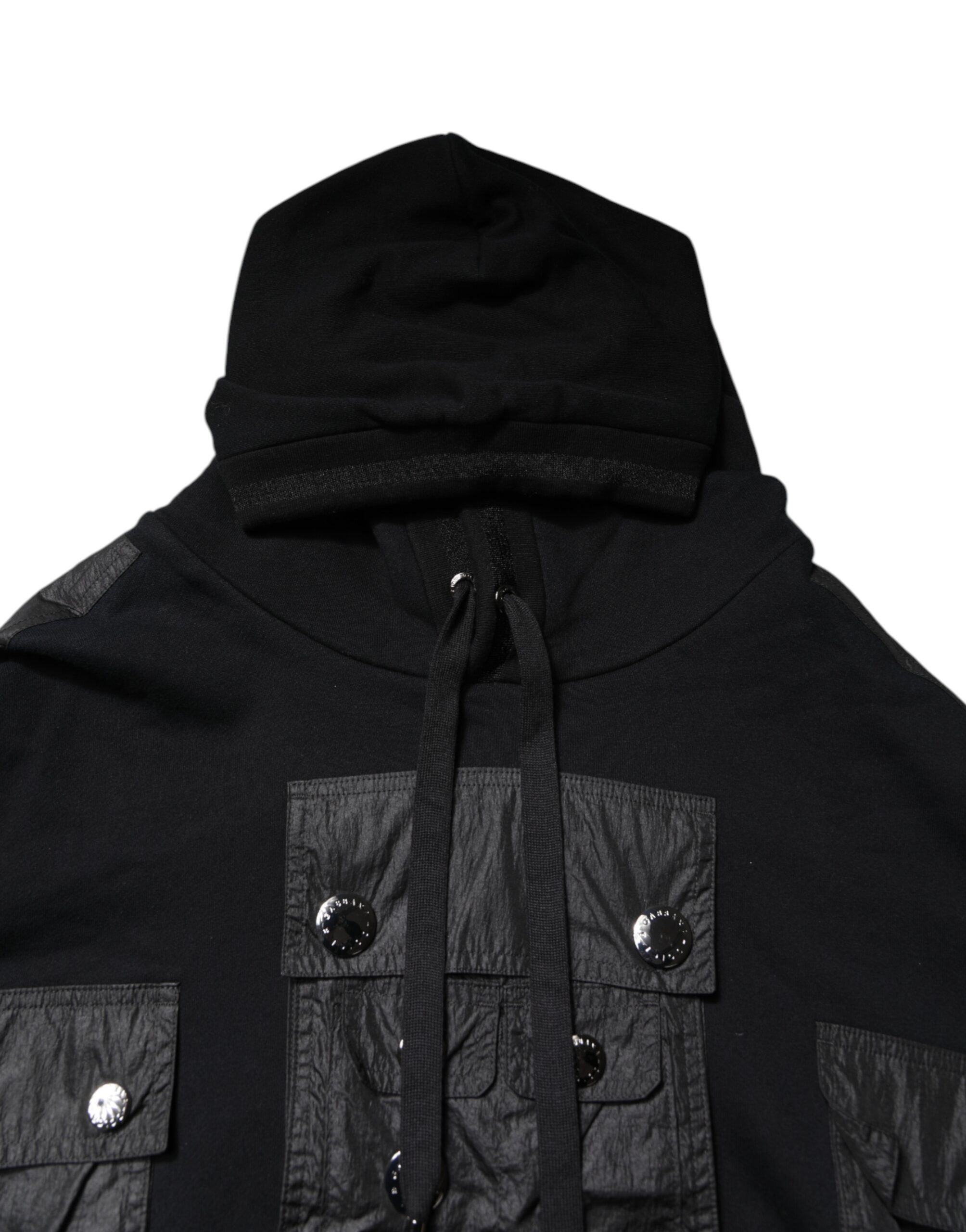 Dolce & Gabbana Black Cotton Hooded Sweatshirt Men's Sweater