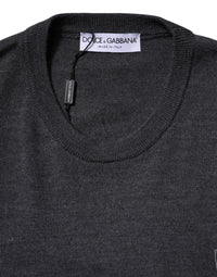 Dolce & Gabbana Gray Wool Logo Knitted Men Pullover Men's Sweater