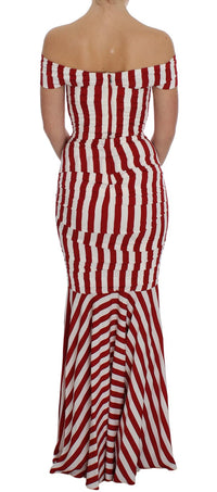 Dolce & Gabbana Red White Silk Stretch Women's Dress