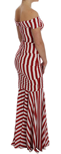 Dolce & Gabbana Red White Silk Stretch Women's Dress
