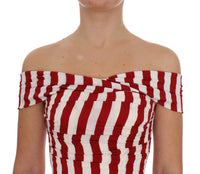 Dolce & Gabbana Red White Silk Stretch Women's Dress