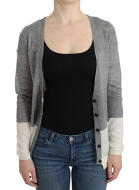 Costume National Women's Gray V-Neck Long Sleeve Cardigan