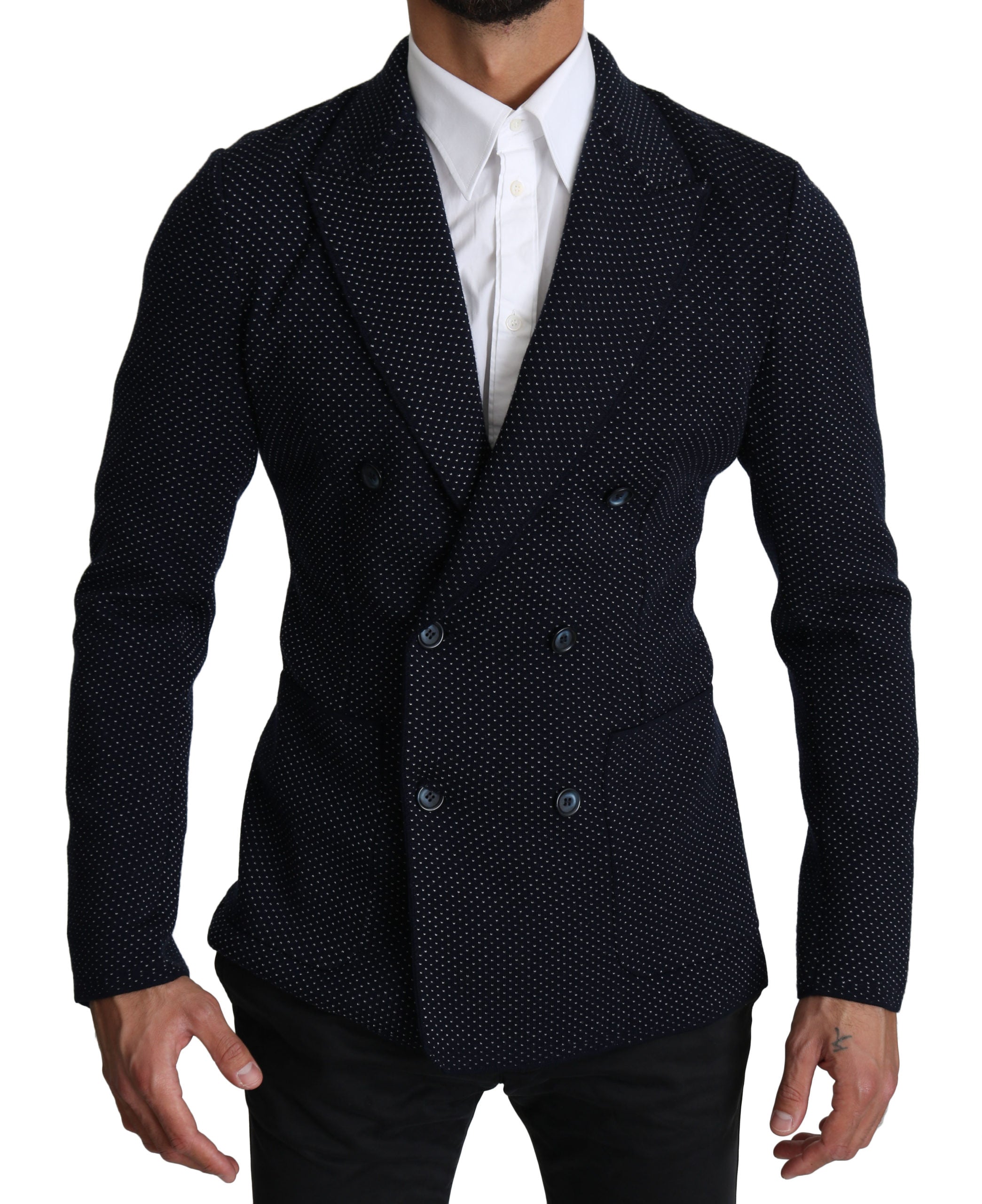 Dolce & Gabbana Dark Dotted Double Breasted Coat Blazer