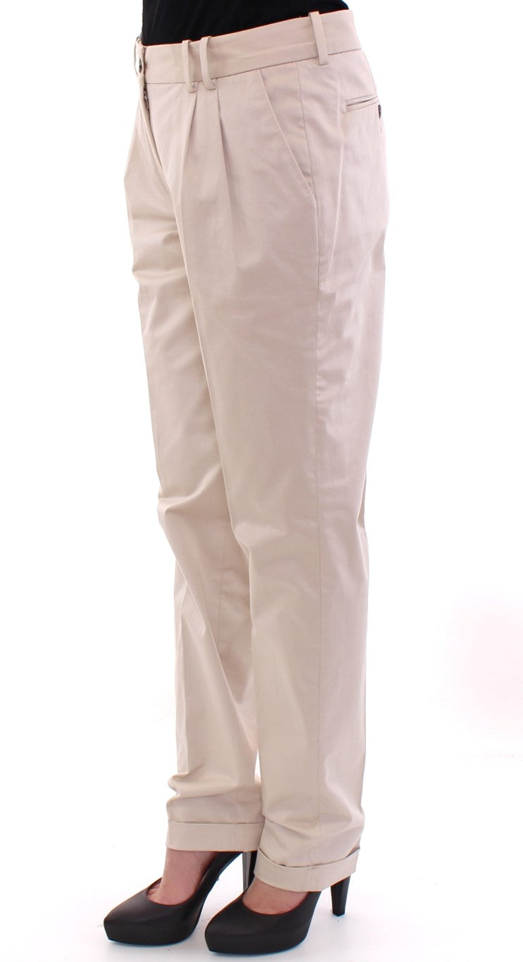 Dolce & Gabbana Pleated Trousers Beige Cotton Style