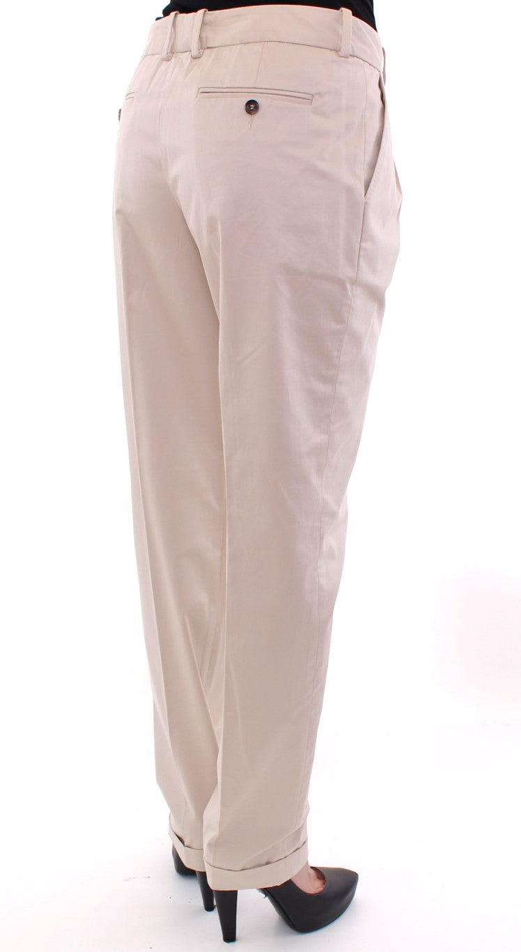 Dolce & Gabbana Pleated Trousers Beige Cotton Style