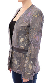 Roberto Fragata Women's Floral Embroidered Blazer Gray