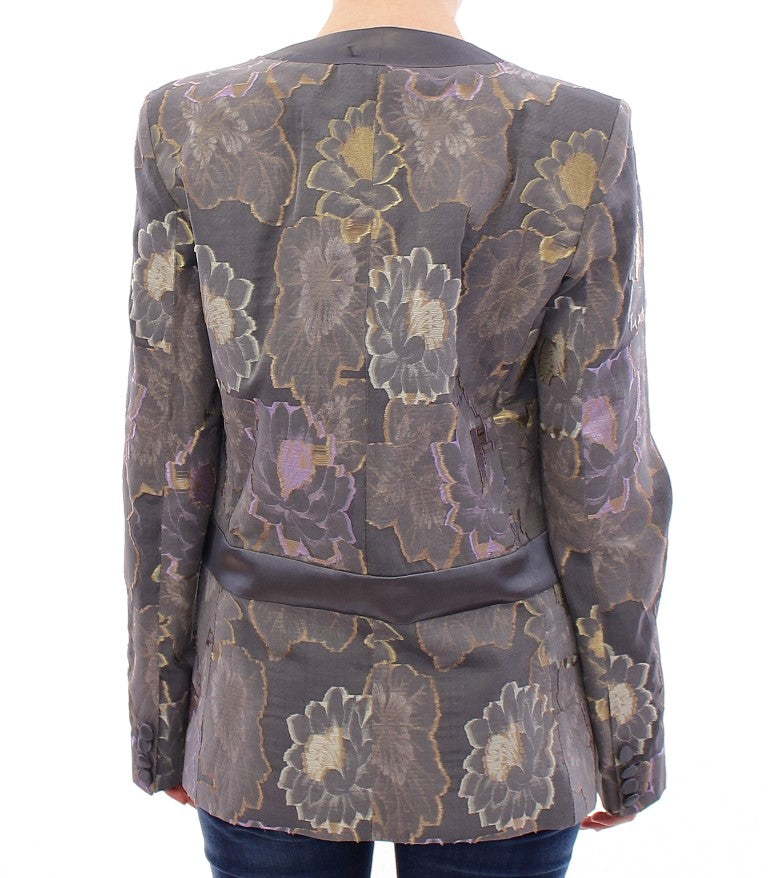Roberto Fragata Women's Floral Embroidered Blazer Gray