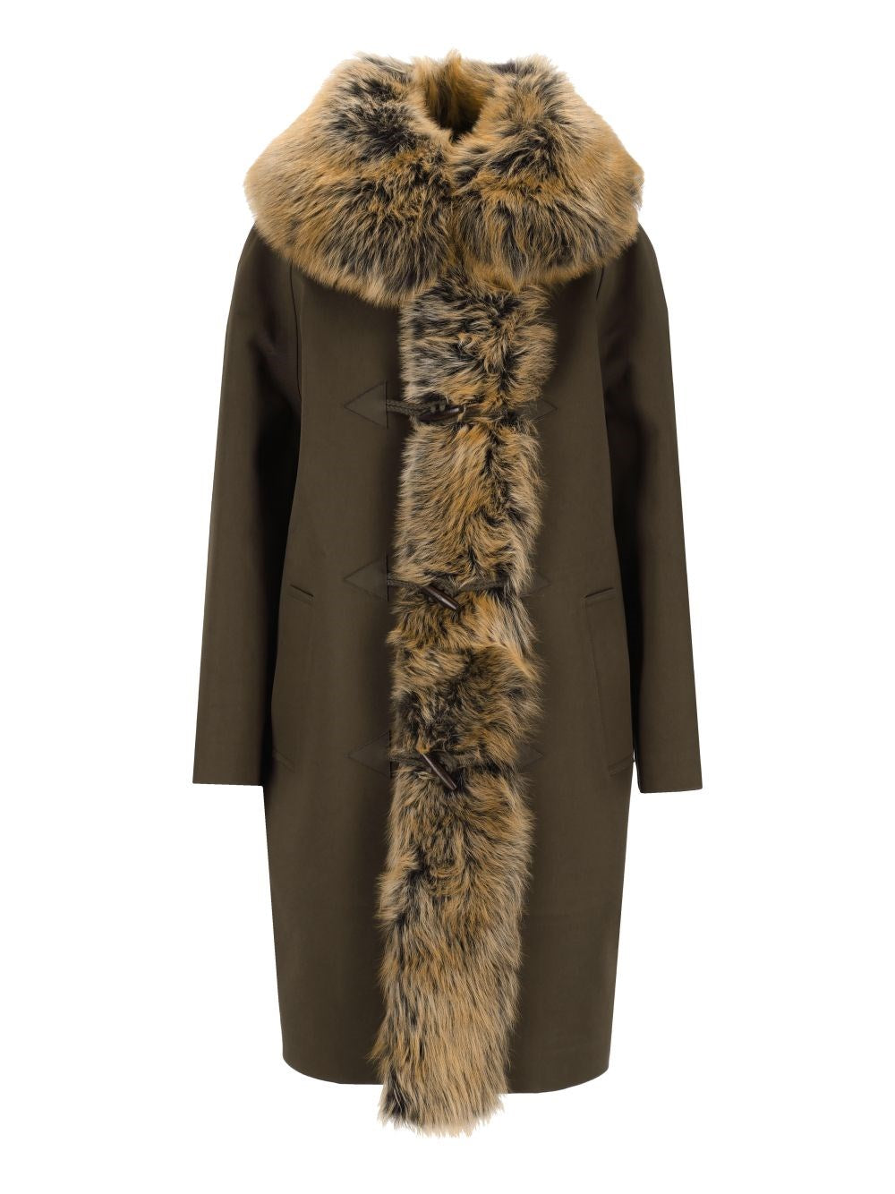 Saint Laurent Women Canvas And Shearling Coat