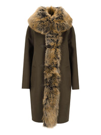 Saint Laurent Women Canvas And Shearling Coat