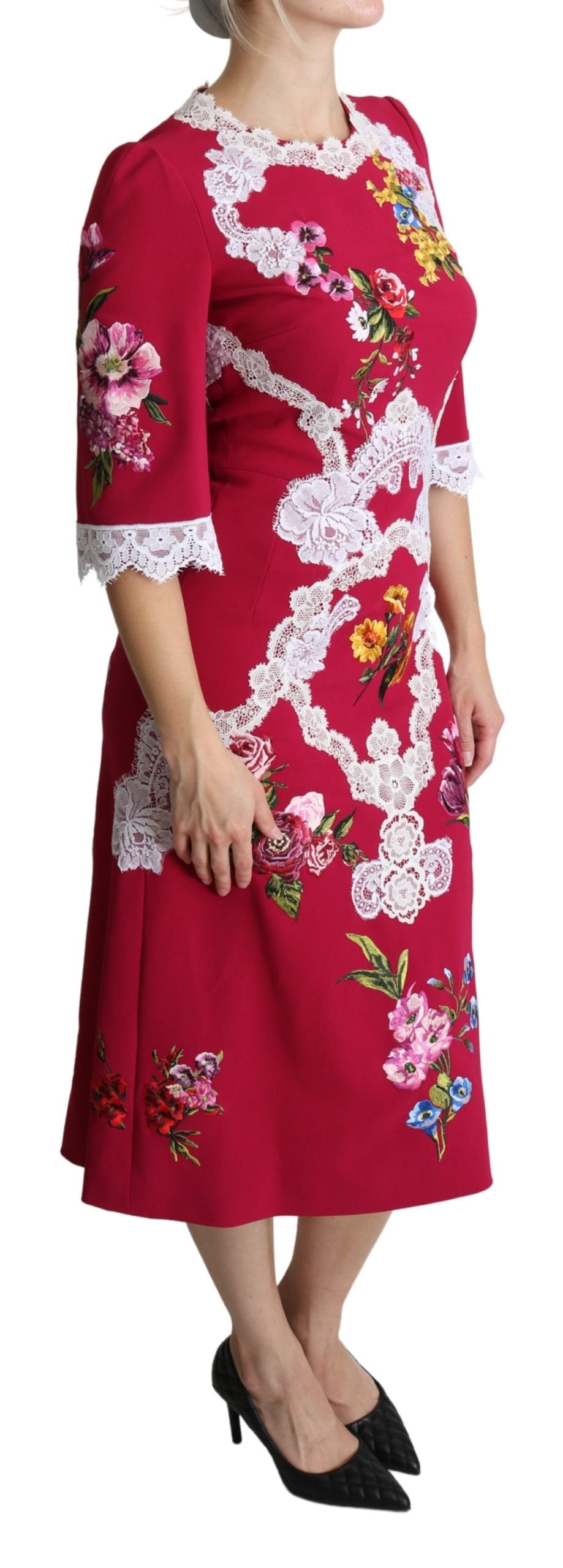 Dolce & Gabbana  Floral Print Dress with Lace Detail