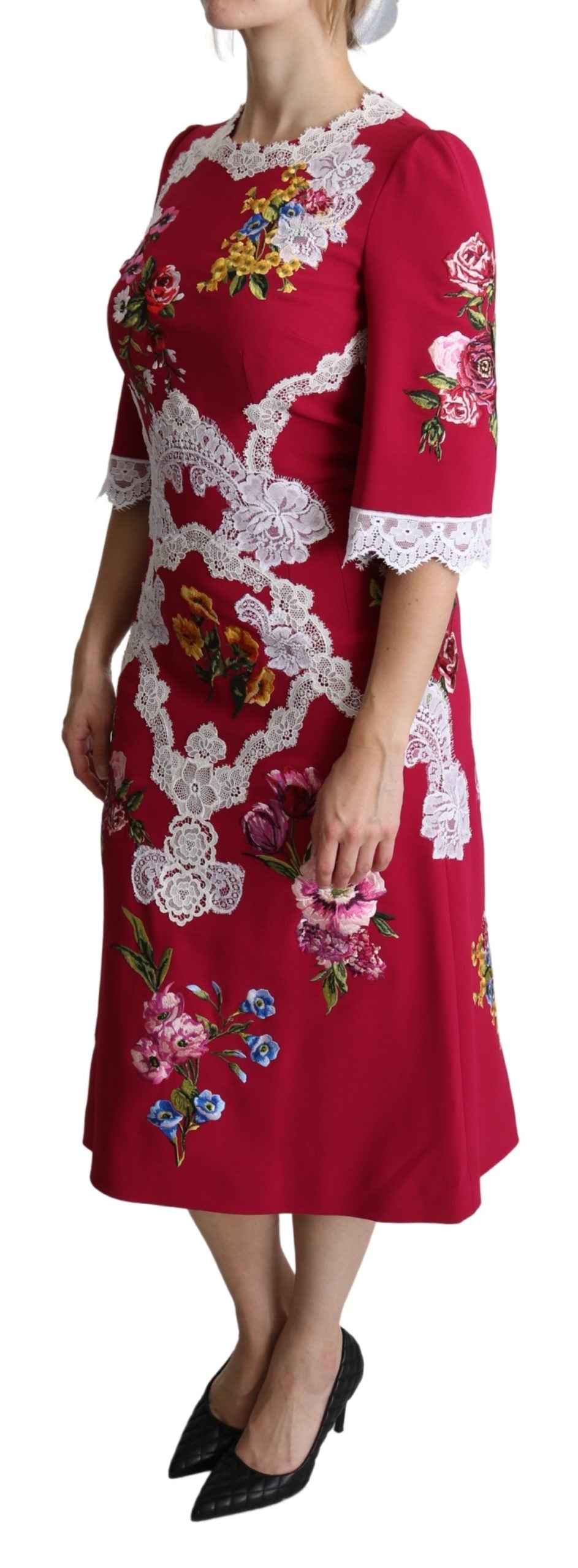 Dolce & Gabbana  Floral Print Dress with Lace Detail