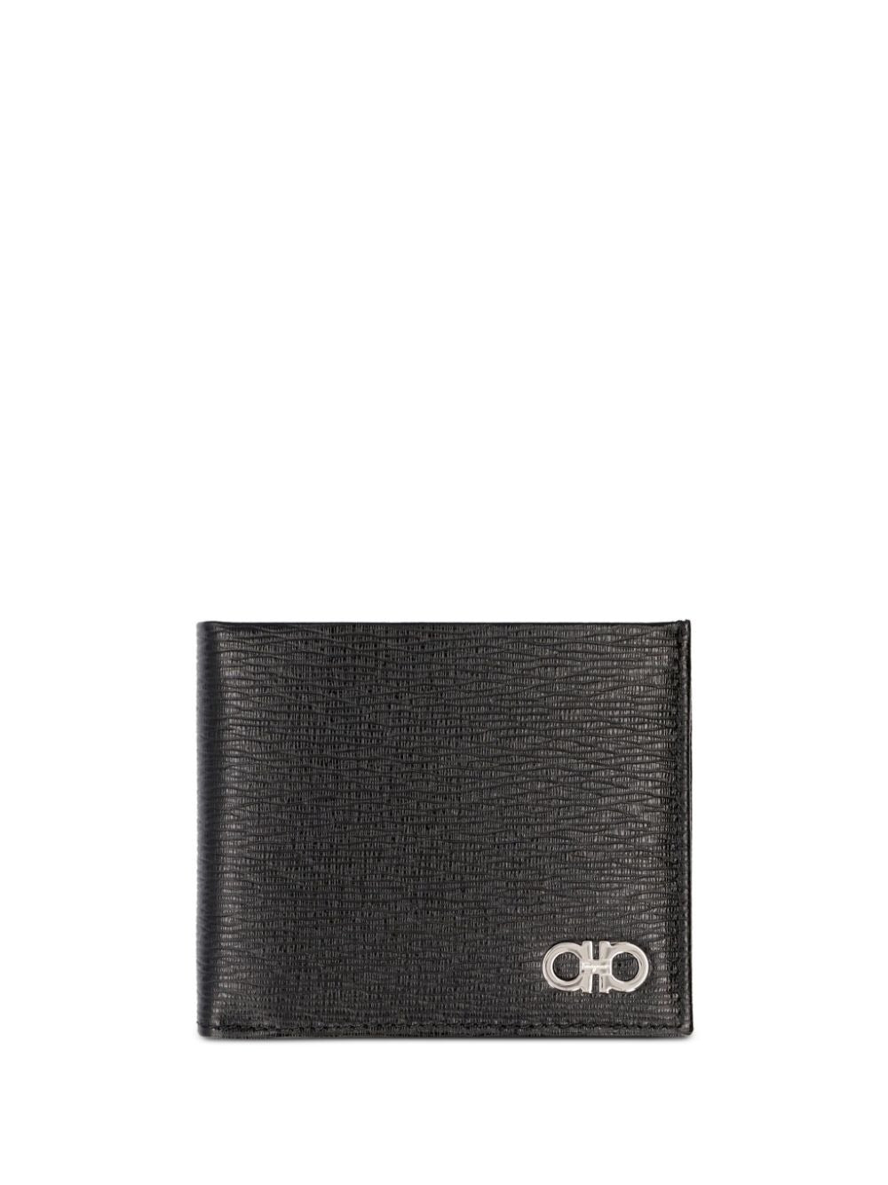 FERRAGAMO Ferragamo Men Hammered Leather Metal Gancini Bi-Fold Wallet