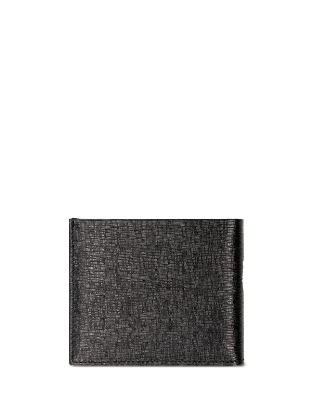 FERRAGAMO Ferragamo Men Hammered Leather Metal Gancini Bi-Fold Wallet