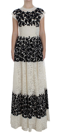 Dolce & Gabbana Floral Lace Ricamo Long Ball Maxi Women's Dress