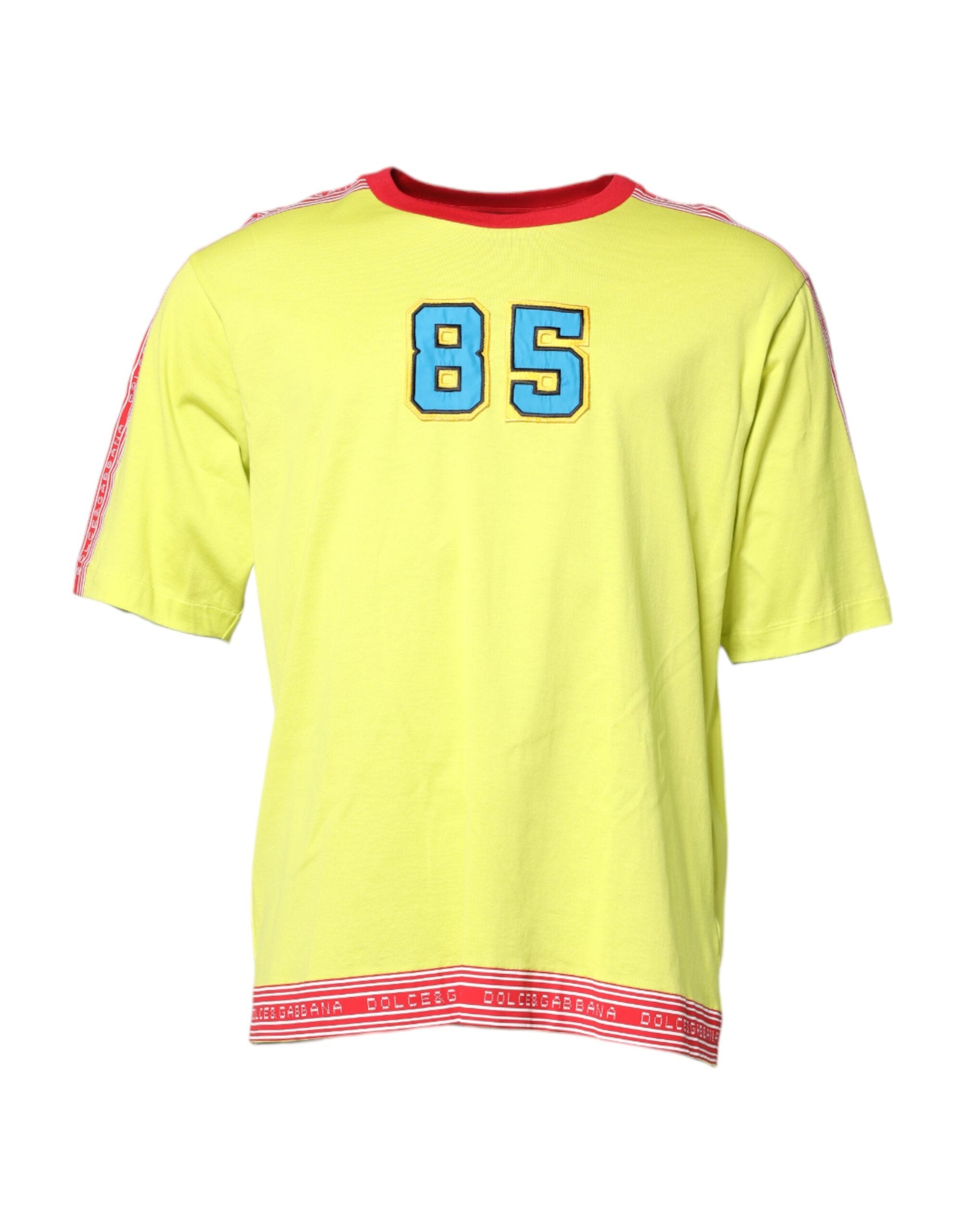 Dolce & Gabbana Green Cotton 85 Patch Crew Neck Men's T-shirt