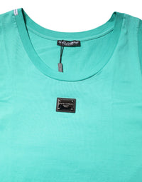 Dolce & Gabbana Green Sleeveless Logo Round Neck Men's T-shirt