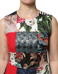 Dolce & Gabbana Multicolor Patchwork Sleeveless Sheath Women's Dress