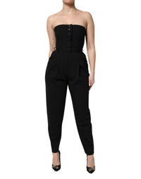 Dolce & Gabbana Dolce & Gabbana Black Wool Strapless Romper Jumpsuit Women's Dress