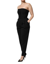 Dolce & Gabbana Dolce & Gabbana Black Wool Strapless Romper Jumpsuit Women's Dress