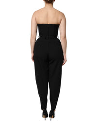 Dolce & Gabbana Dolce & Gabbana Black Wool Strapless Romper Jumpsuit Women's Dress