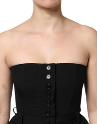Dolce & Gabbana Dolce & Gabbana Black Wool Strapless Romper Jumpsuit Women's Dress