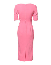 Dolce & Gabbana Pink Viscose Short Sleeve Sheath Midi Women's Dress