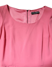 Dolce & Gabbana Pink Viscose Short Sleeve Sheath Midi Women's Dress