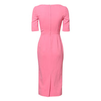 Dolce & Gabbana Pink Viscose Short Sleeve Sheath Midi Women's Dress