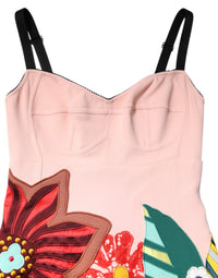 Dolce & Gabbana Pink Floral Print Spaghetti Strap Mini Women's Dress
