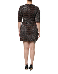 Dolce & Gabbana Brown Tweed Short Sleeves A-line Mini Women's Dress