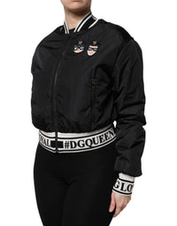 Dolce & Gabbana Dolce & Gabbana Black Nylon #DGFamily Full Zip Bomber Women's Jacket