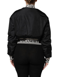 Dolce & Gabbana Dolce & Gabbana Black Nylon #DGFamily Full Zip Bomber Women's Jacket