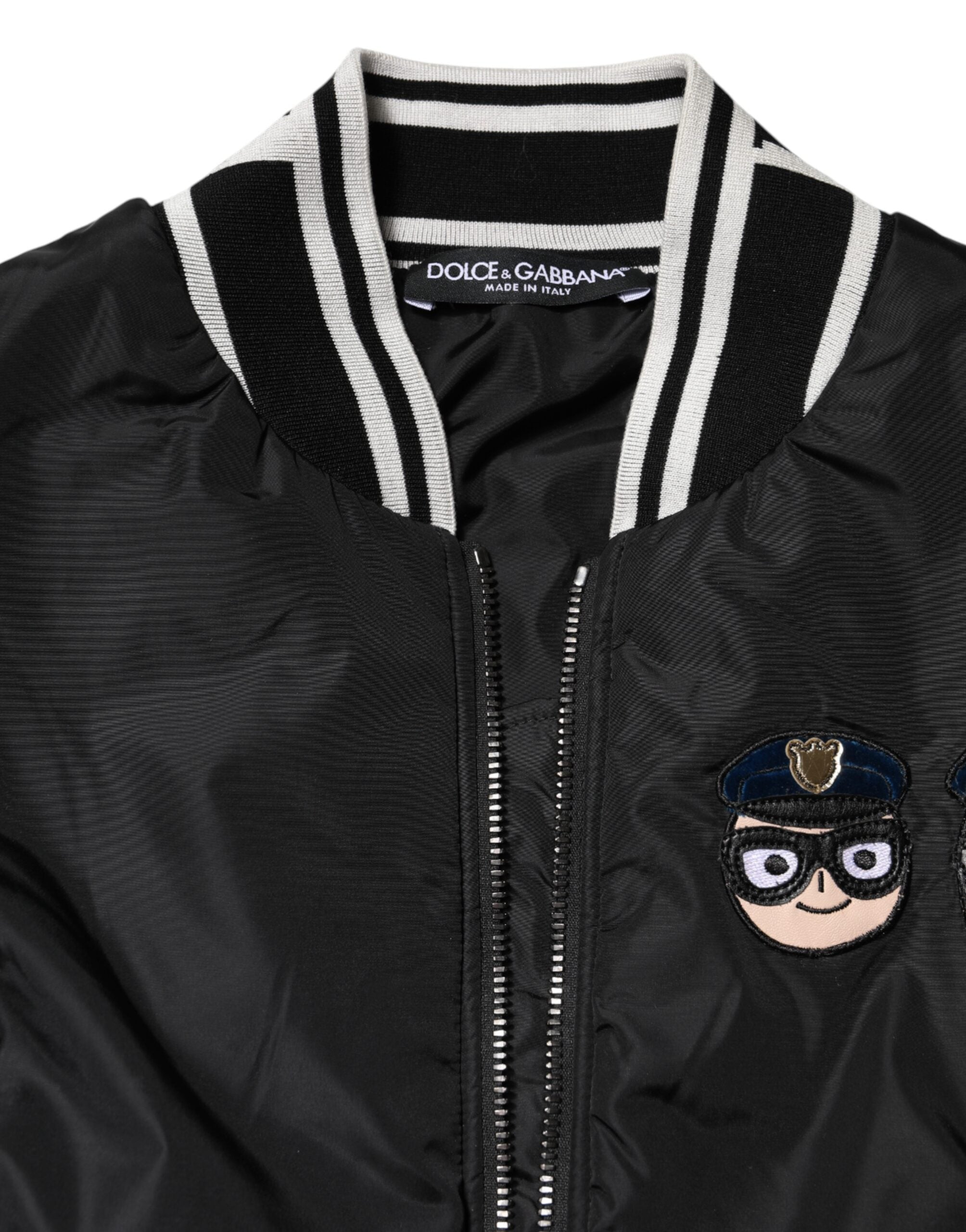 Dolce & Gabbana Dolce & Gabbana Black Nylon #DGFamily Full Zip Bomber Women's Jacket