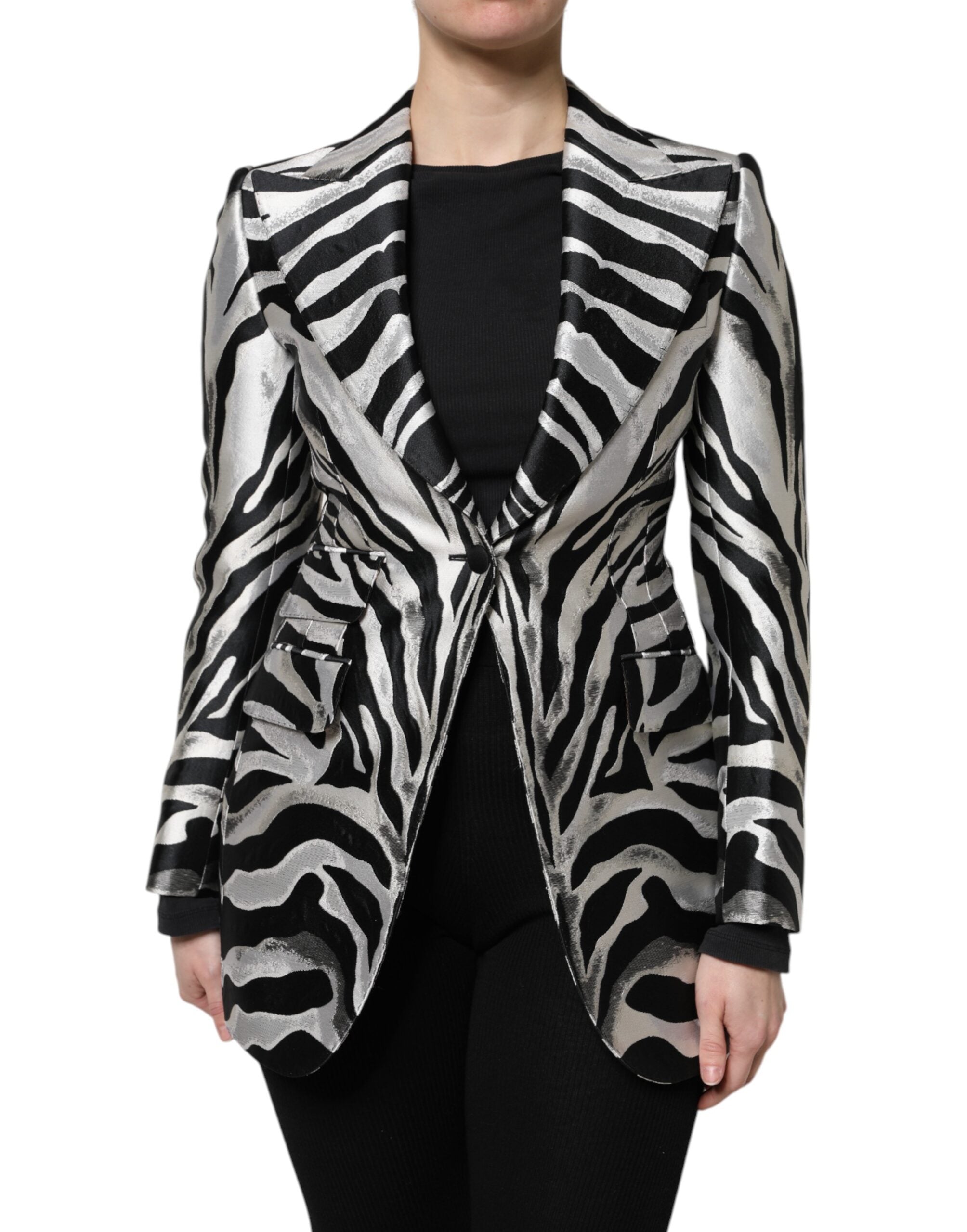 Dolce & Gabbana Dolce & Gabbana Black White Polyester Women Blazer Women's Jacket