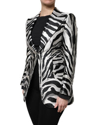 Dolce & Gabbana Dolce & Gabbana Black White Polyester Women Blazer Women's Jacket