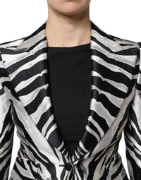 Dolce & Gabbana Dolce & Gabbana Black White Polyester Women Blazer Women's Jacket
