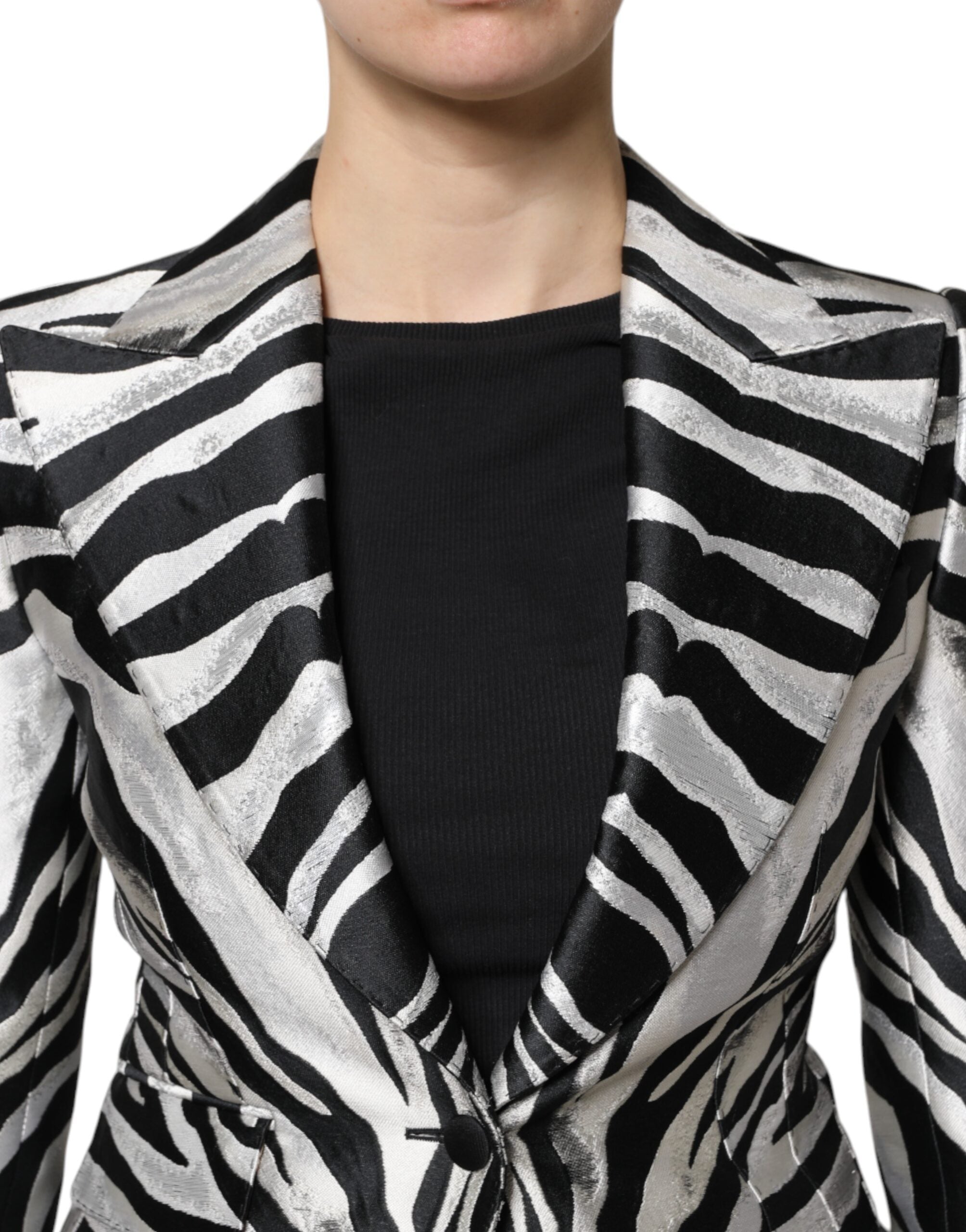 Dolce & Gabbana Dolce & Gabbana Black White Polyester Women Blazer Women's Jacket