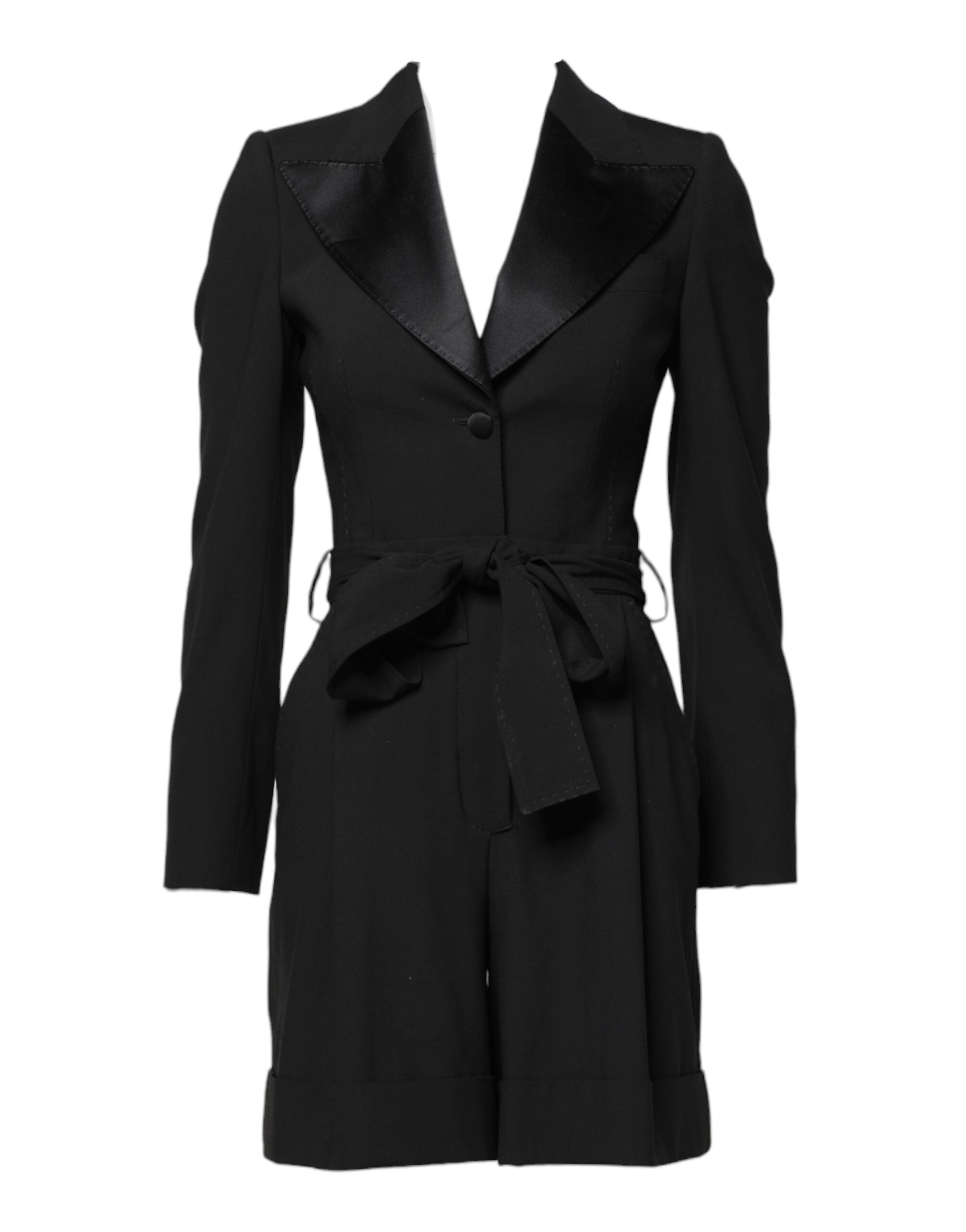 Dolce & Gabbana Dolce & Gabbana Black Wool Jumpsuit Dress Women Coat Women's Jacket
