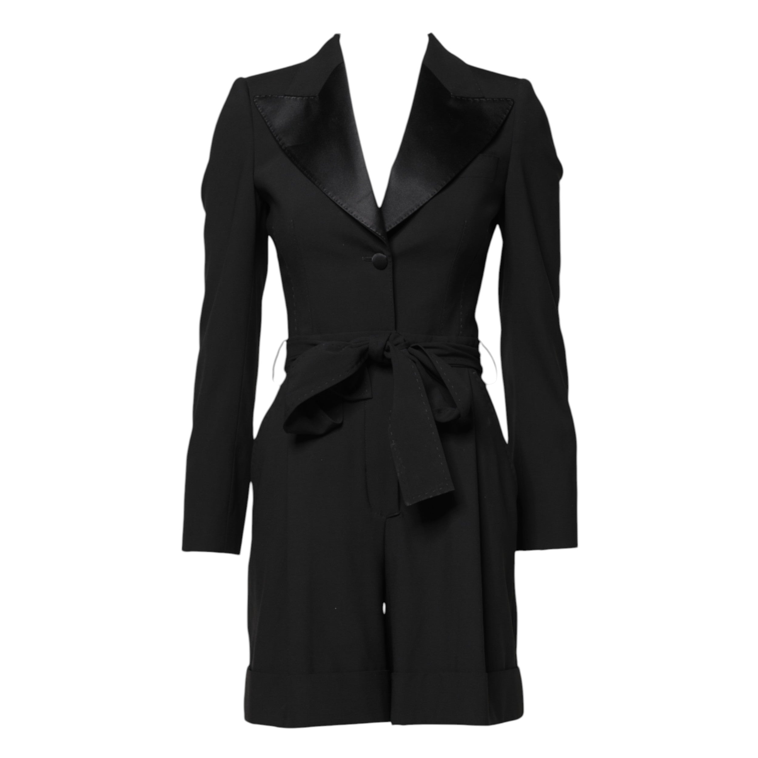 Dolce & Gabbana Dolce & Gabbana Black Wool Jumpsuit Dress Women Coat Women's Jacket