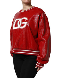 Dolce & Gabbana Red Wool DGLogo Embroidery Pullover Women's Sweater