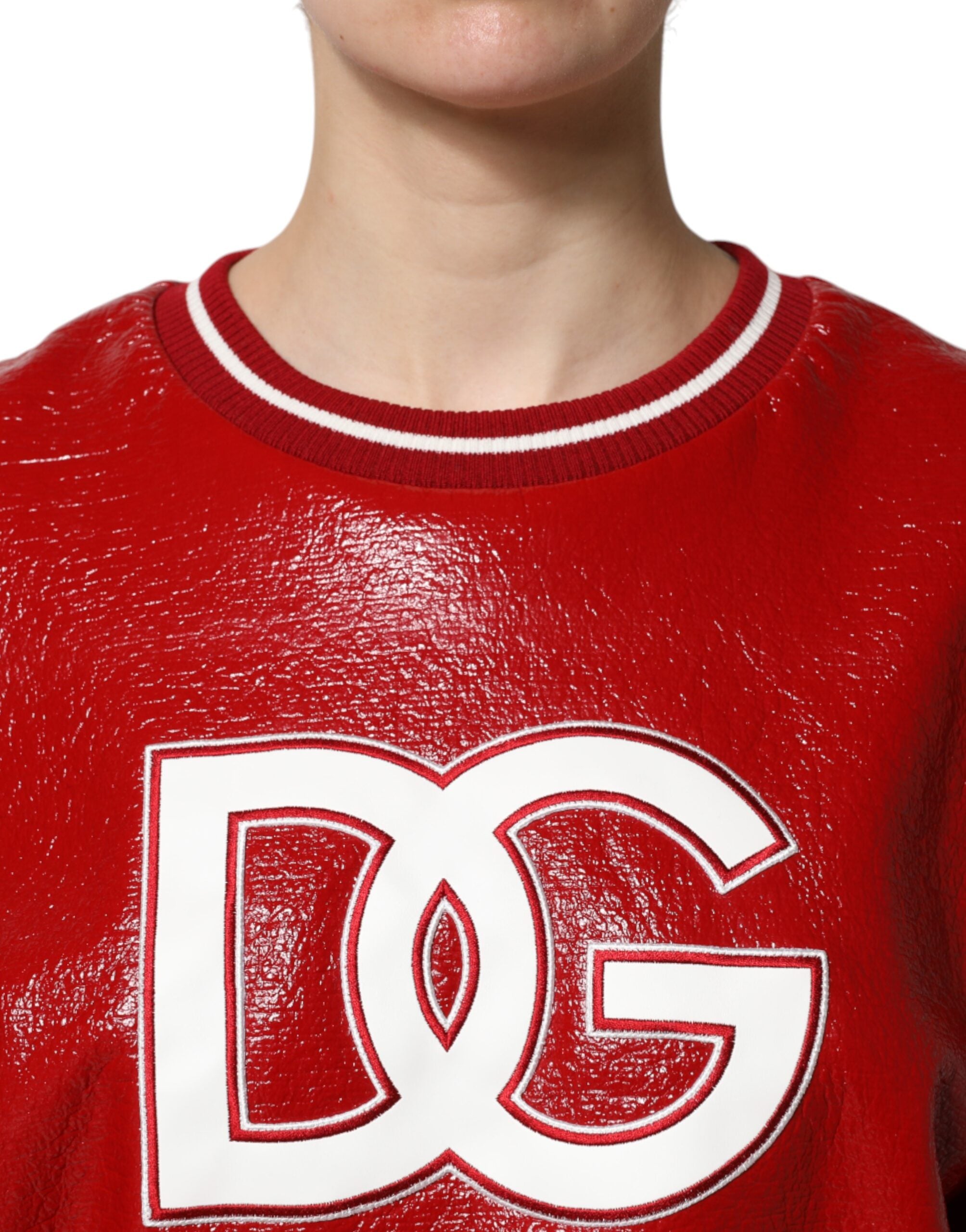 Dolce & Gabbana Red Wool DGLogo Embroidery Pullover Women's Sweater