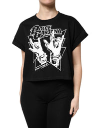 Dolce & Gabbana Black Cotton Printed Short Sleeves Women's T-shirt