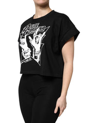 Dolce & Gabbana Black Cotton Printed Short Sleeves Women's T-shirt