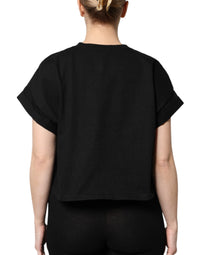 Dolce & Gabbana Black Cotton Printed Short Sleeves Women's T-shirt