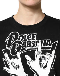Dolce & Gabbana Black Cotton Printed Short Sleeves Women's T-shirt