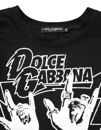 Dolce & Gabbana Black Cotton Printed Short Sleeves Women's T-shirt