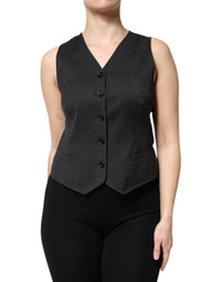 Dolce & Gabbana Dolce & Gabbana Black Striped Button Down Sleeveless Vest Women's Top