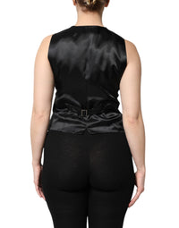 Dolce & Gabbana Dolce & Gabbana Black Striped Button Down Sleeveless Vest Women's Top